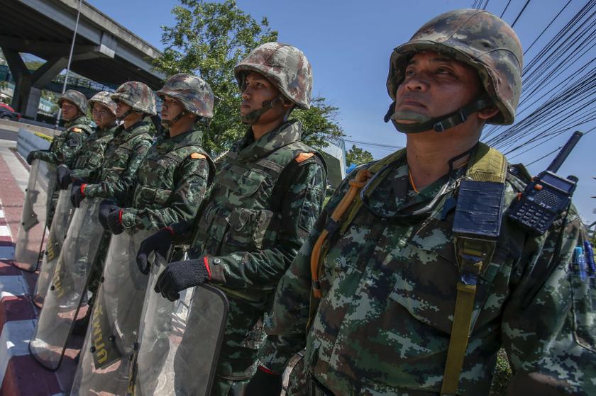 Thai soldiers stand guard as they provide security at the Army Club where Thailand's army chief holds a meeting with groups and organisations with a central role in the crisis, in central Bangkok May 22, 2014. u00e2u20acu201d Reuters pic