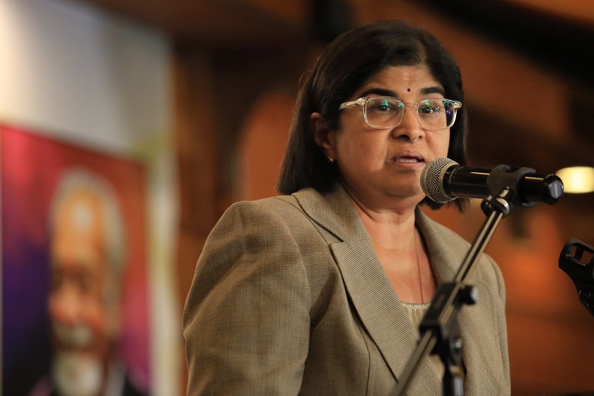 Datuk Ambiga Sreenevasan speaks at the Gandhi Memorial Trust of Malaysia ceremony where the late Karpal Singh received a posthumous public service award. u00e2u20acu201d Picture by Saw Siow Feng    