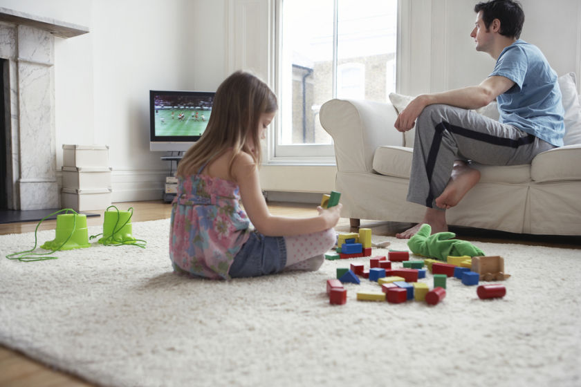 Recent research says parents should turn off the TV when it's not in use. u00e2u20acu201d nu00c2u00a9bikeriderlondon/shutterstock.comn