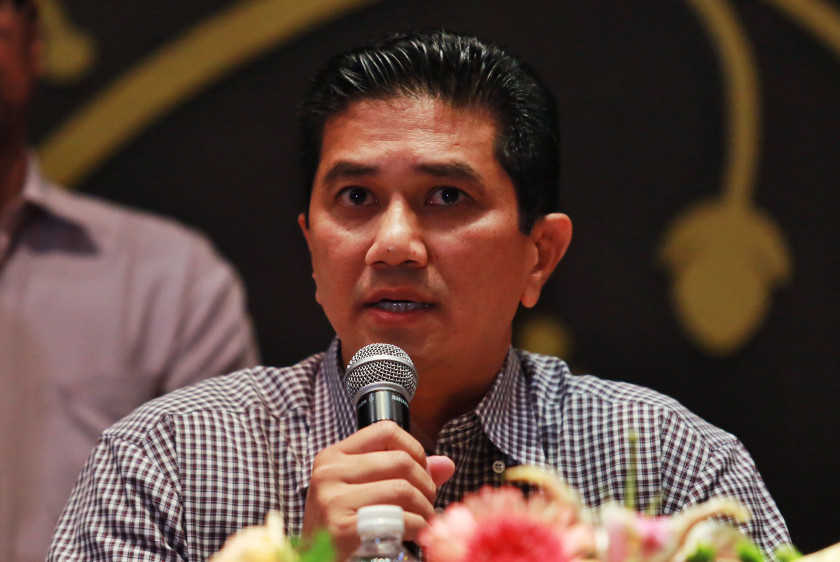 PKR's Azmin Ali speaks at a Pakatan Rakyat press conference  at Empire Hotel in Subang Jaya, on August 17, 2014. u00e2u20acu201d Picture by Saw Siow Feng