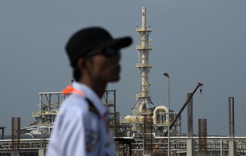 A security guard keeps vigil at an under construction Lynas plant in Gebeng, some 270km east of Kuala Lumpur April 19, 2012. u00e2u20acu201d AFP pic