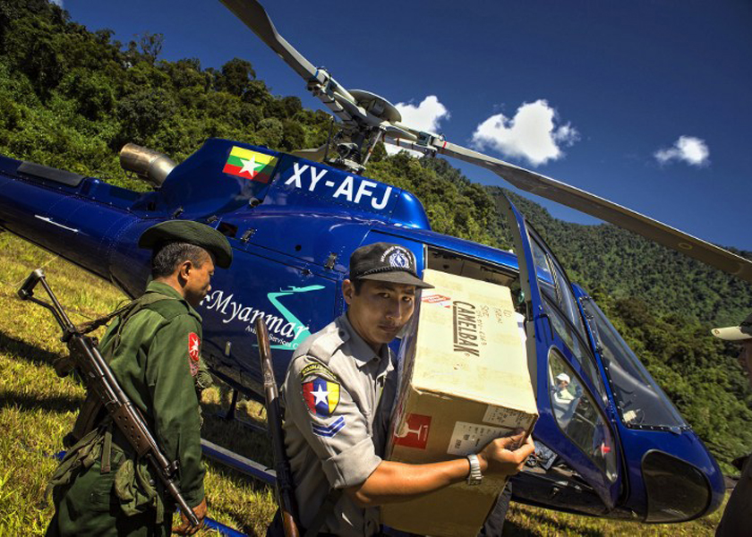 The helicopter due to bring relief supplies to a Hkaka Borazi in the Myanmar side of the Himalayas lost contact with the ground, Sept 28, 2014. u00e2u20acu201d AFP pic