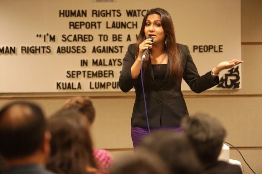 Transgender activist Nisha Ayub addressing participants. u00e2u20acu201d Picture by Choo Choy May