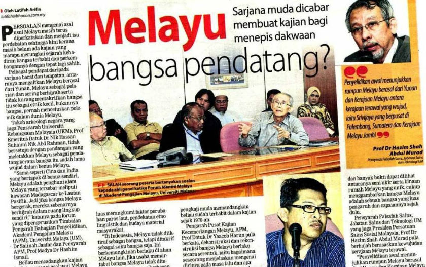 Topik asal-usul Melayu masih menjadi perbincangan dan   perdebatan pelbagai pihak.