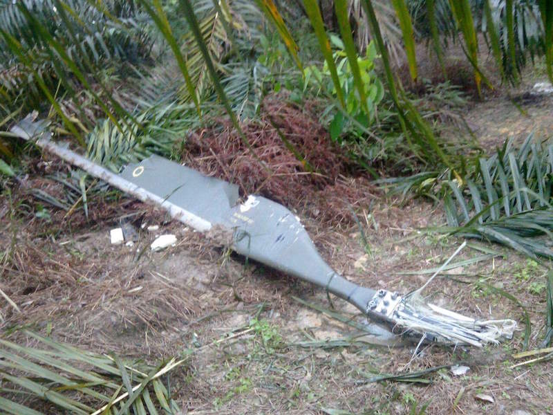 A picture purportedly showing debris at the scene of the helicopter crash near Kampung Pasir Baru in Semenyih April 4, 2015. u00e2u20acu201d Picture courtesy of Selangor Fire and Rescue Department