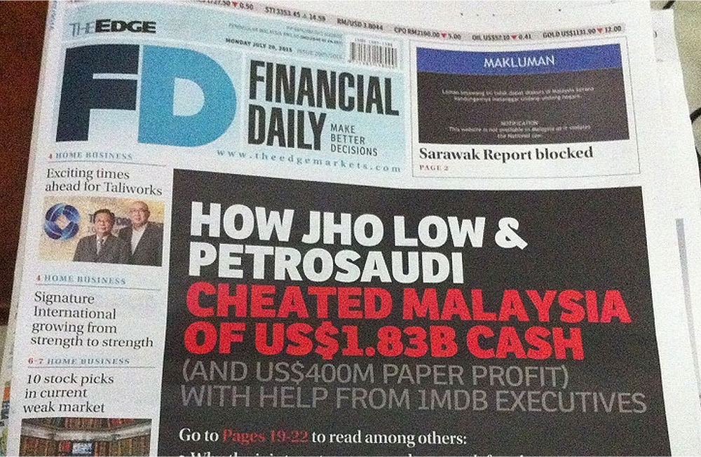 The Edge published a series of reports on July 20, 2015 detailing Penang-born tycoon Low Taek Jhou00e2u20acu2122s alleged role in the 1MDB controversy, and hinted that it could be its last article.