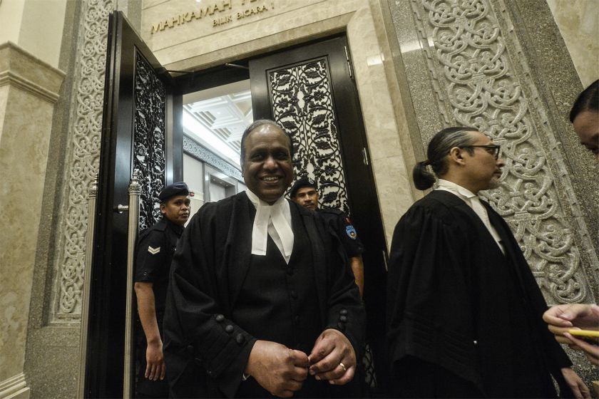 Victoria Jayaseele Martin’s lawyer Cyrus Dass is pictured exiting a courtroom at the Federal Court, August 13, 2015.