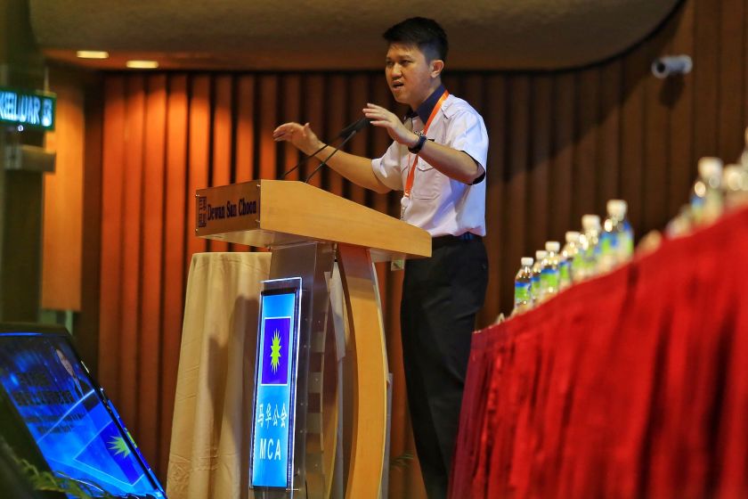 MCA Youth chief Senator Chong Sin Woon delivers his speech at MCA Youthu00e2u20acu2122s 51st Annual General Meeting in Wisma MCA, Kuala Lumpur, October 10, 2015. u00e2u20acu201d Saw Siong Feng