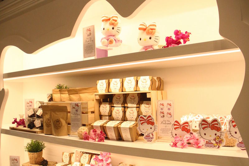 Merchandise on sale at the Hello Kitty Orchid Garden cafe. — TODAY pic