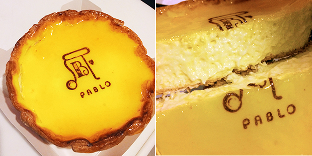 The original flavour cheese tart from Pablo is glazed with apricot jam (left). What makes the Pablo cheese tart special is the soft gooey cheese filling (right). — Picture by Lee Khang Yi