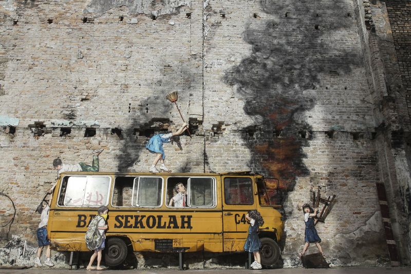 Ernest Zacharevic's first street art at Kuala Lumpur's heritage street of Jalan Sultan, which is located near tourist hotspot Petaling Street. u00e2u20acu2022 Picture by Yusof Mat Isa