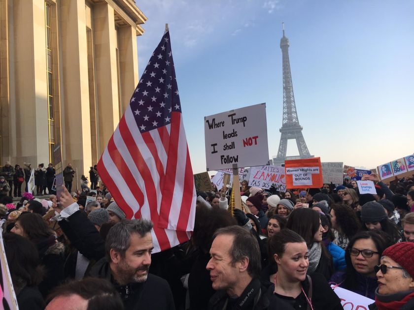 People are pictured protesting against Donald Trump during the Paris Women’s March. — Picture courtesy of Julia