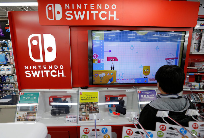 Logos of Nintendo Switch game console are seen at an electronics store in Tokyo March 3, 2017. u00e2u20acu201d Reuters pic