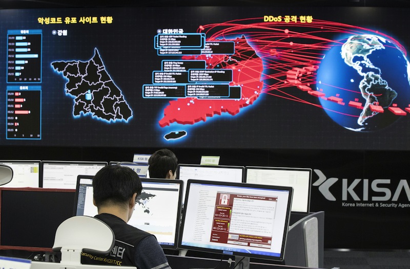 A photo taken on May 15, 2017 shows staff monitoring the spread of ransomware cyber-attacks at the Korea Internet and Security Agency (KISA) in Seoul.u00c2u00a0u00e2u20acu201d AFP pic 
