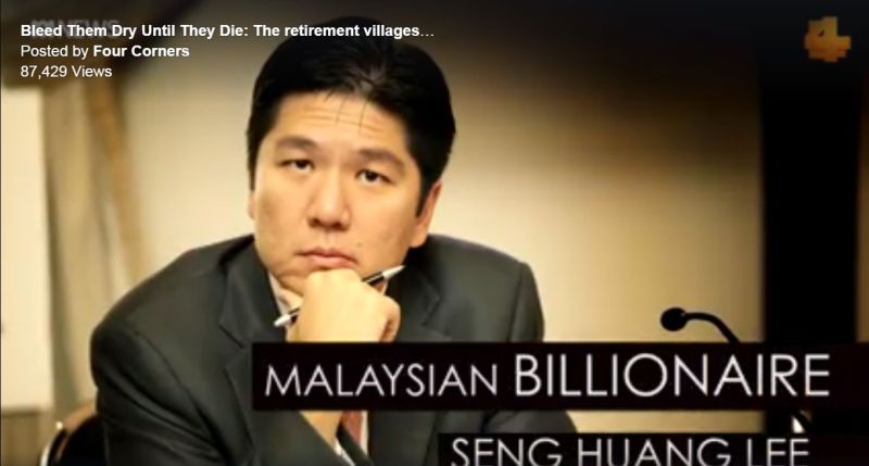 A screenshot of billionaire Lee Seng Huang, who is the non-executive chairman of Aveo, Australiau00e2u20acu2122s largest listed retirement village operator. u00e2u20acu2022 Picture via Facebook/Four Corners