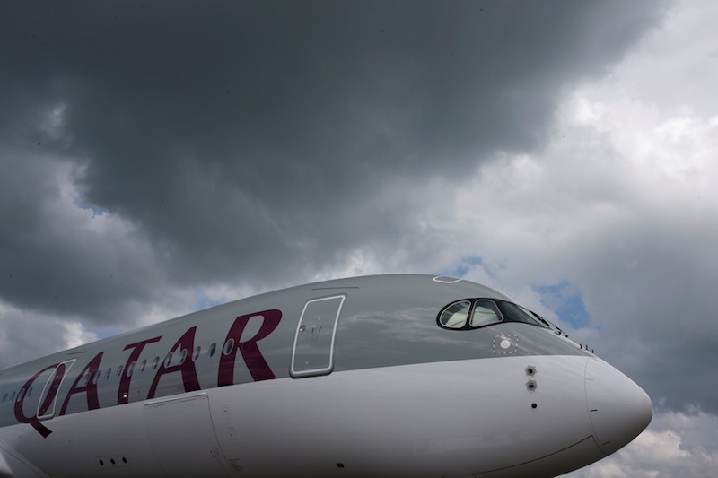 A Qatar Airways Airbus A350 XWB aircraft is displayed at the Singapore Airshow at Changi Exhibition Center February 18, 2016. u00e2u20acu201d Reuters pic 