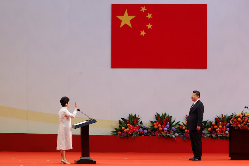 Hong Kong Chief Executiveu00c2u00a0Carrieu00c2u00a0Lamu00c2u00a0takes her oath in front of Chinese President Xi Jinping on the 20th anniversary of the city's handover from British to Chinese rule, in Hong Kong July 1, 2017. u00e2u20acu201d Reuters pic