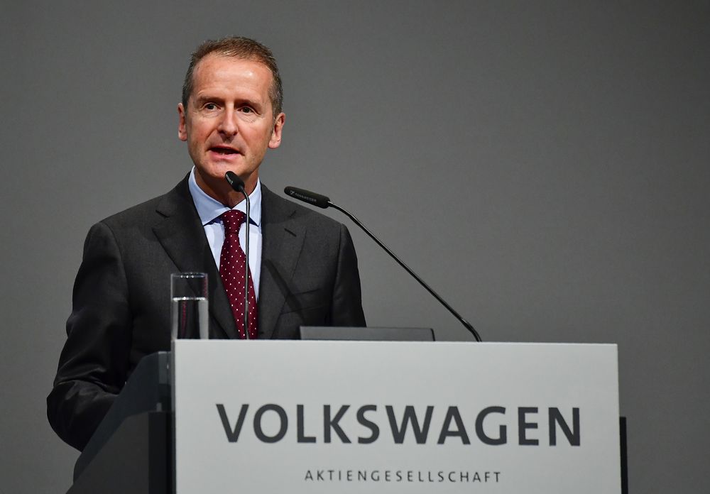 File picture shows CEO of German car maker Volkswagen (VW) Herbert Diess speaking during the VW annual general meeting, in Berlin on May 3, 2018. u00e2u20acu201d AFP pic