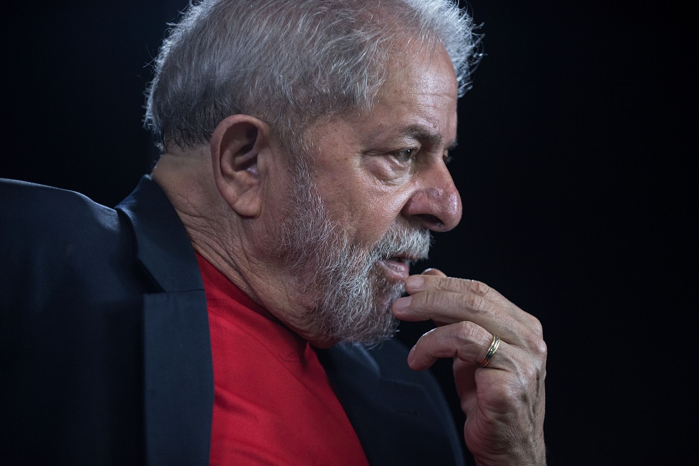 In this file photo taken on March 1, 2018 former Brazilian president (2003-2011) Luiz Inacio Lula da Silva gestures during an interview with AFP at the Lula Institute in Sao Paulo, Brazil. u00e2u20acu201d AFP pic