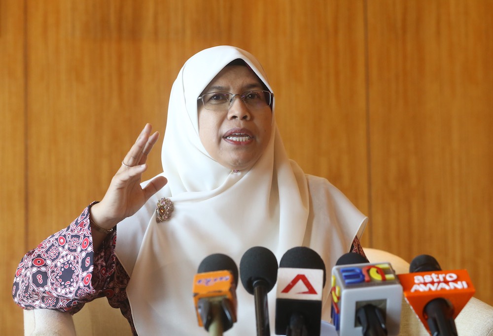 Political Secretary for the Ministry of Women, Family & Community Development Rodziah Ismail speaks to the media during a press conference in Putrajaya July 11, 2018. u00e2u20acu201dPicture by Zuraneeza Zulkifli
