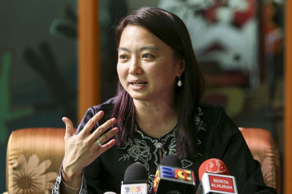 Deputy Women, Family and Community Development Minister, Hannah Yeoh, speaks during a press conference in Putrajaya July 5, 2018. u00e2u20acu201d Picture by Yusof Mat Isa