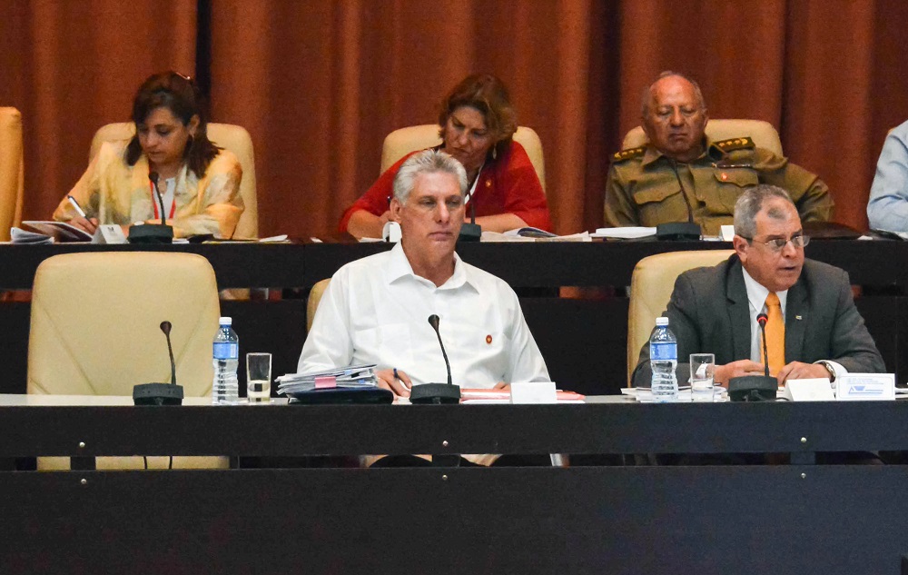 Cuban President Miguel Diaz-Canel attends the National Assembly's session to present the new Council of Ministers and discuss the draft of 224 articles prepared by a parliamentary committee, at Havana's Convention Palace on July 21, 2018. u00e2u20acu201d AFP pic