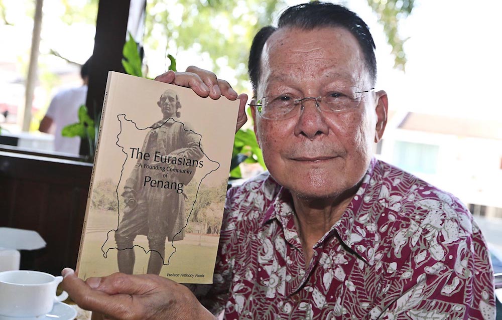 Datuk Eustace Anthony Nonis speaks to Malay Mail about his book on the Eurasian community in Penang. u00e2u20acu201d Picture by Sayuti Zainudin