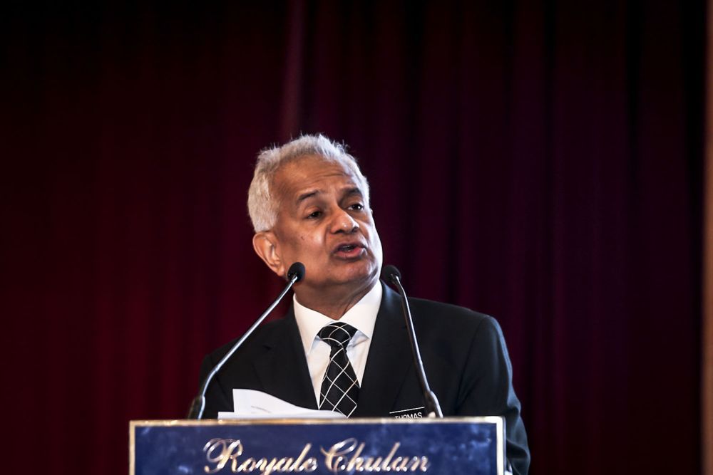 Attorney General Tommy Thomas speaks during the International Malaysia Law Conference in Kuala Lumpur August 14, 2018. u00e2u20acu2022 Picture by Hari Anggara