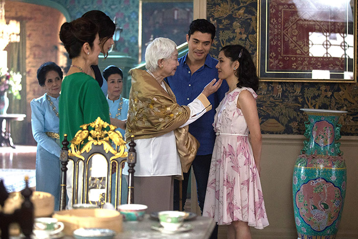 A scene from ‘Crazy Rich Asians’ where Rachel (Constance Wu) is introduced to Nick’s (Henry Golding) grandmother. And yes, there are a lot of Chinese characters in this movie. — Picture from www.crazyrichasiansmovie.com