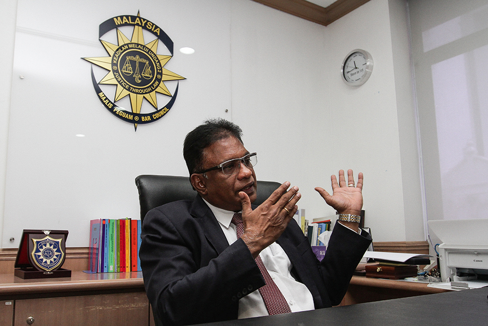Malaysian Bar President George Varughese during a special interview with Malay Mail at the Bar Council in Kuala Lumpur on August 7, 2018. u00e2u20acu201d Picture by Miera Zulyana