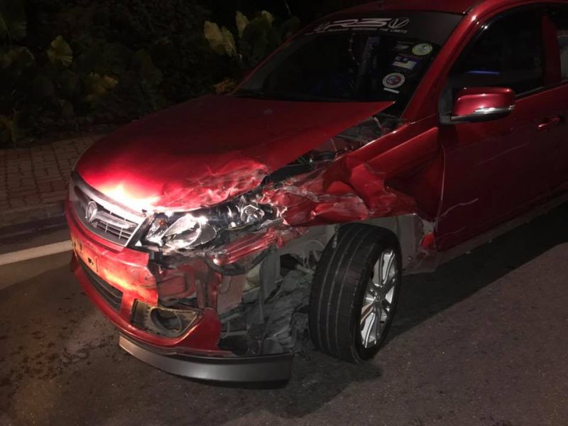 A car damaged by the speeding RapidKL bus. u00e2u20acu2022 Picture via social media