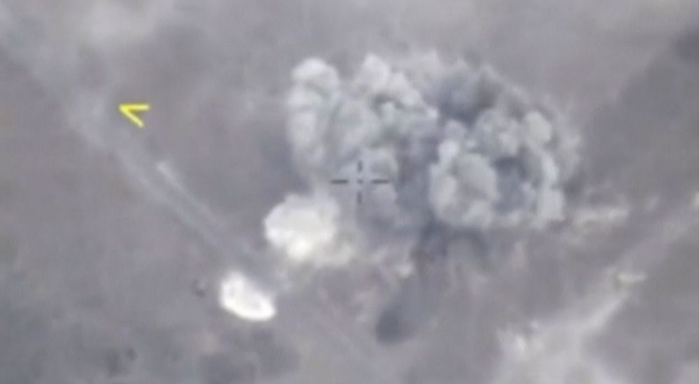 A still image taken from a video footage and released by Russiau00e2u20acu2122s Defence Ministry shows a missile hitting a target in Idlib province, Syria September 4, 2018. u00e2u20acu2022 Reuters pic