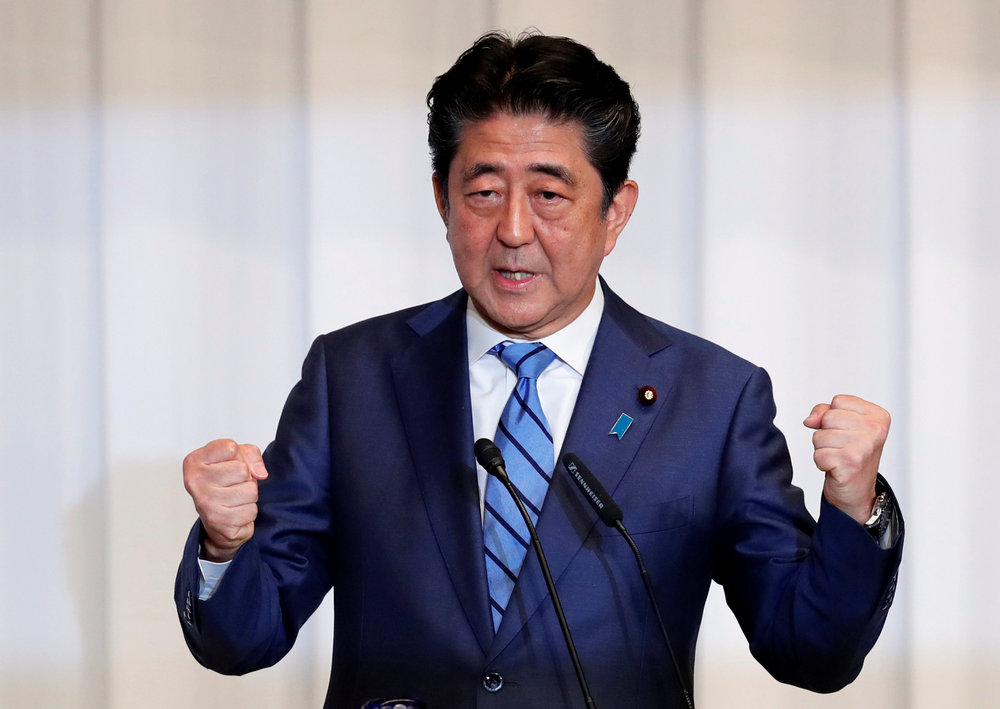 Japan's Prime Minister and ruling Liberal Democratic Party (LDP) leader Shinzo Abe delivers a speech at the party's headquarters in Tokyo September 10, 2018. u00e2u20acu201d Reuters pic