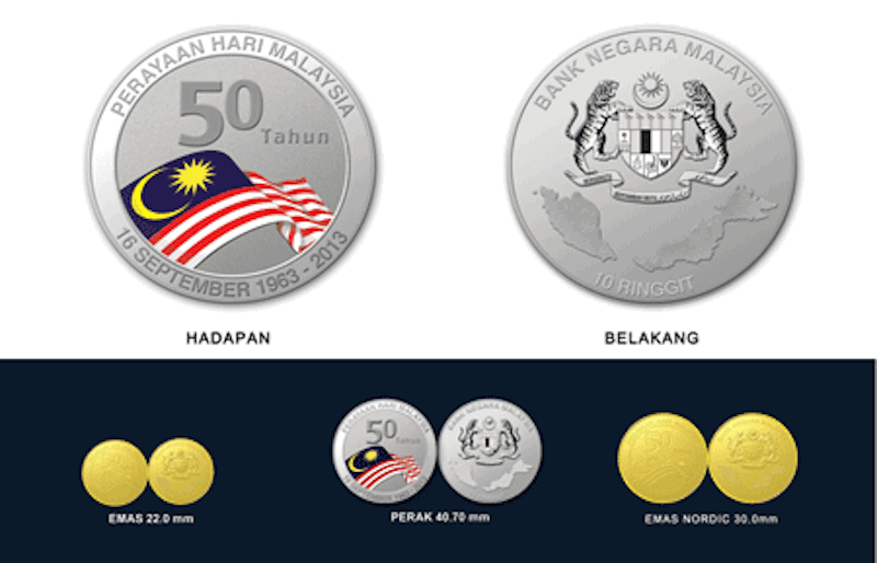 The commemorative coins issued by Bank Negara Malaysia on Malaysia's 50th anniversary. — Picture via Bank Negara Malaysia's website