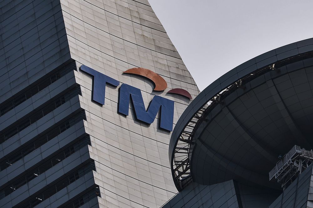 The Telekom Malaysia logo is seen on the TM Tower in Bangsar November 22, 2018. — Picture by Mukhriz Hazim