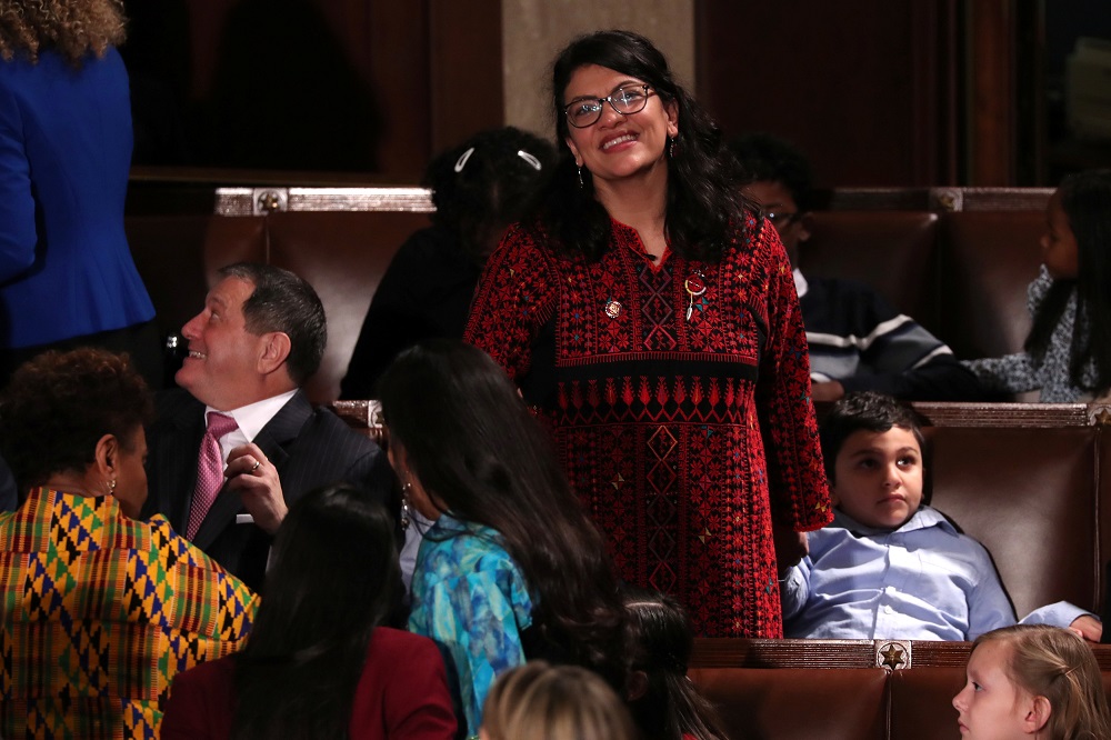 US Representative Rashida Tlaib looks up into the gallery during the first session of the new Congress at the US Capitol in Washington January 3, 2019. u00e2u20acu201d Reuters pic