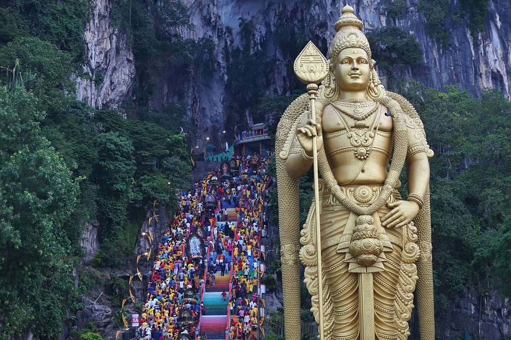Hindu devotees and visitors make their way up the steps of Batu Caves during the Thaipusam festival in Kuala Lumpur January 21, 2019. — Picture by Ahmad Zamzahuri