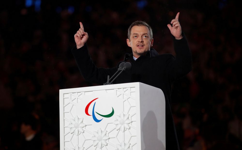 President of the International Paralympic Committee Andrew Parsons speaks during the closing ceremony of the Pyeongchang 2018 Winter Paralympics. u00e2u20acu201d Reuters pic
