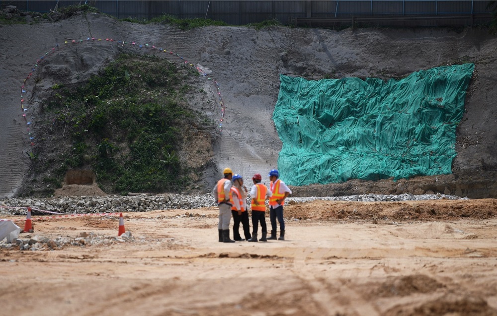 A general view of the construction site of the East Coast Rail Link project in Bentong July 10, 2018. — Bernama pic