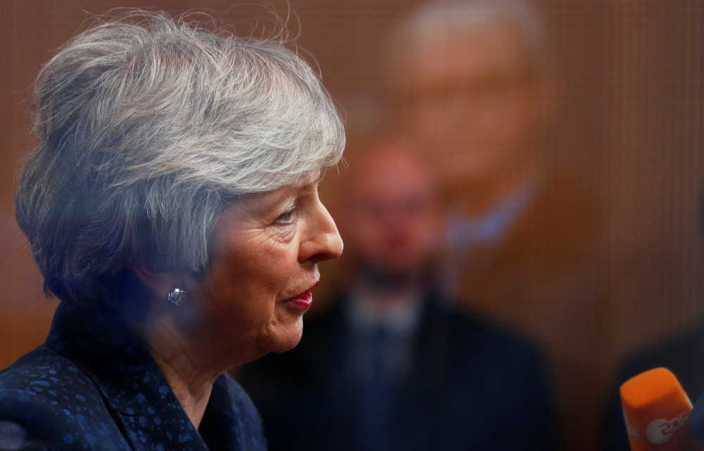 British Prime Minister Theresa May speaks to the press at the European Council headquarters in Brussels, Belgium February 7, 2019. u00e2u20acu201d Reuters pic 