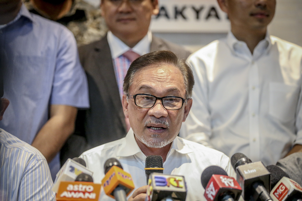 PKR president Datuk Seri Anwar Ibrahim speaks during a press conference in Petaling Jaya March 11, 2019. u00e2u20acu201d Picture by Firdaus Latif 