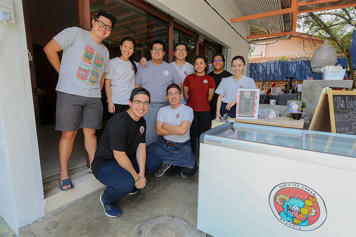 Part of the charm of The Puntry is their friendly team (front row, left to right) Aryan Shah and Nicholas Lim, (back row, left to right) Ang Hao Sern, Elaine, Tan Euwie, Lim Eng Seng, Sabrina Mae, Amira Ain and Carmen Yong.