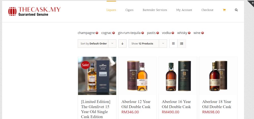 DiineOut is also with the home-grown online alcoholic beverage marketplace The Cask, which offers a wide range of spirits, wines, cigars and bartender services. — Screengrab from TheCask.my