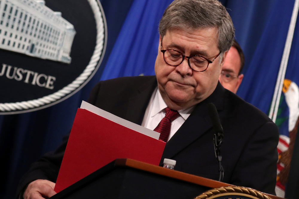 US Attorney General William Barr departs after speaking at a news conference to discuss Special Counsel Robert Muelleru00e2u20acu2122s report on Russian interference in the 2016 US presidential race, in Washington April 18, 2019. u00e2u20acu201d Reuters pic