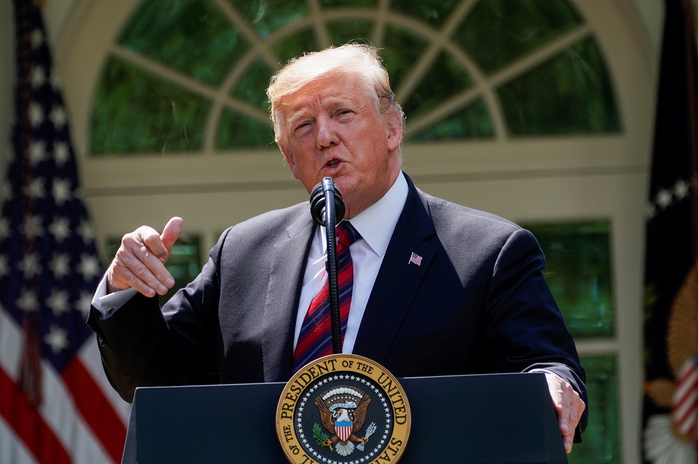 US President Donald Trump delivers remarks on US immigration policy in the Rose Garden of the White House in Washington May 16, 2019. u00e2u20acu201d Reuters
