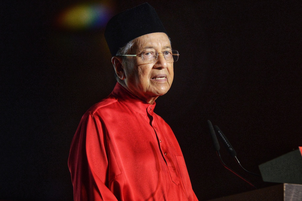 Prime Minister Tun Dr Mahathir Mohamad delivers his speech during Parti Pribumi Bersatu Malaysiau00e2u20acu2122s breaking fast event at Putrajaya International Convention Centre (PICC) May 14, 2019. u00e2u20acu201d Picture by Shafwan Zaidon