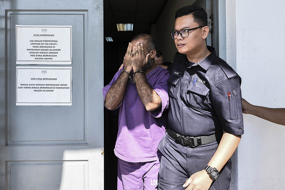 The Pakistani male suspect is seen at the Magistrate Court in Sepang May 27, 2019. 