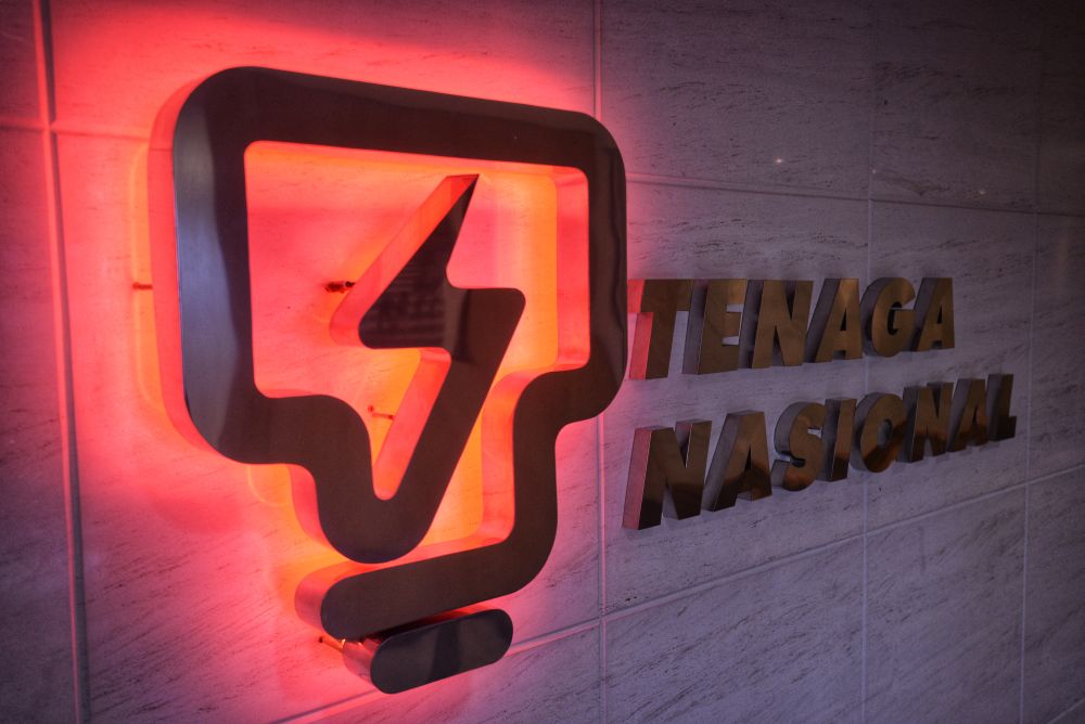 The Tenaga Nasional Berhad logo is seen at its headquarters in Bangsar May 31, 2019. — Picture by Shafwan Zaidon