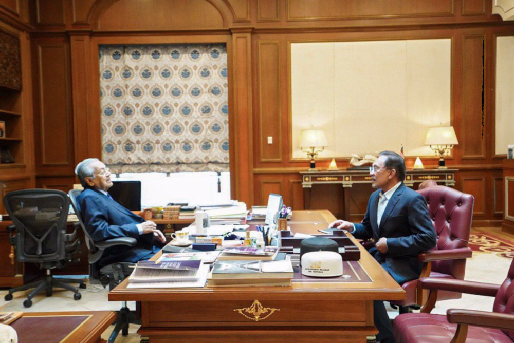 Prime Minister Tun Dr Mahathir Mohamad and Datuk Seri Anwar Ibrahim in Putrajaya June 24, 2019. u00e2u20acu201d Picture from Facebook/Anwar Ibrahimn