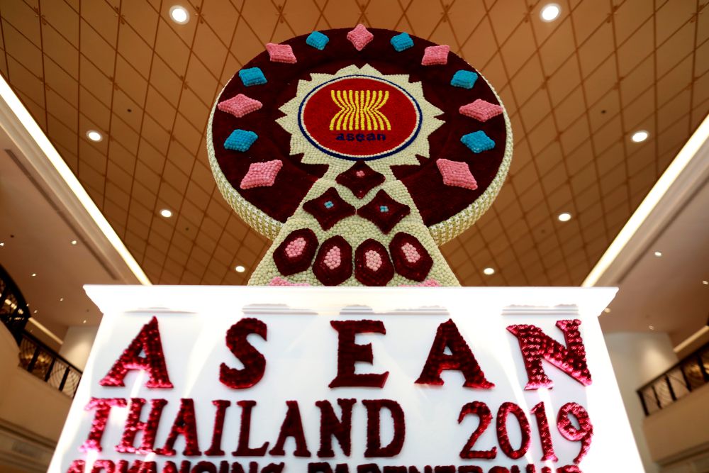The Asean logo, made out of flowers, is seen before the 34th Asean Summit takes place, in Bangkok, Thailand June 19, 2019. u00e2u20acu201d Reuters pic